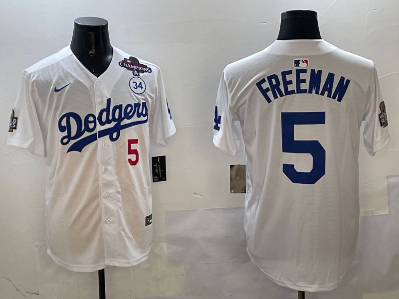 Men Los Angeles Dodgers #5 Freeman White Blue Fashion Game 2025 Nike MLB Jersey style 3262->more jerseys->MLB Jersey